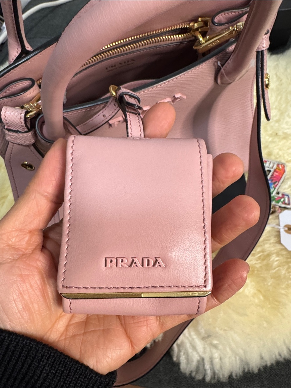 Prada Pink Saffiano Satchel with Gold Hardware - Picture 5 of 8